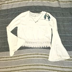 NWOT White Boho Crop Top